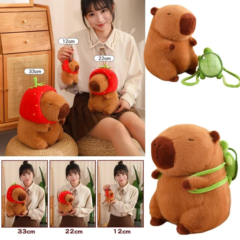 Capybara Plush with Strawberry Hat