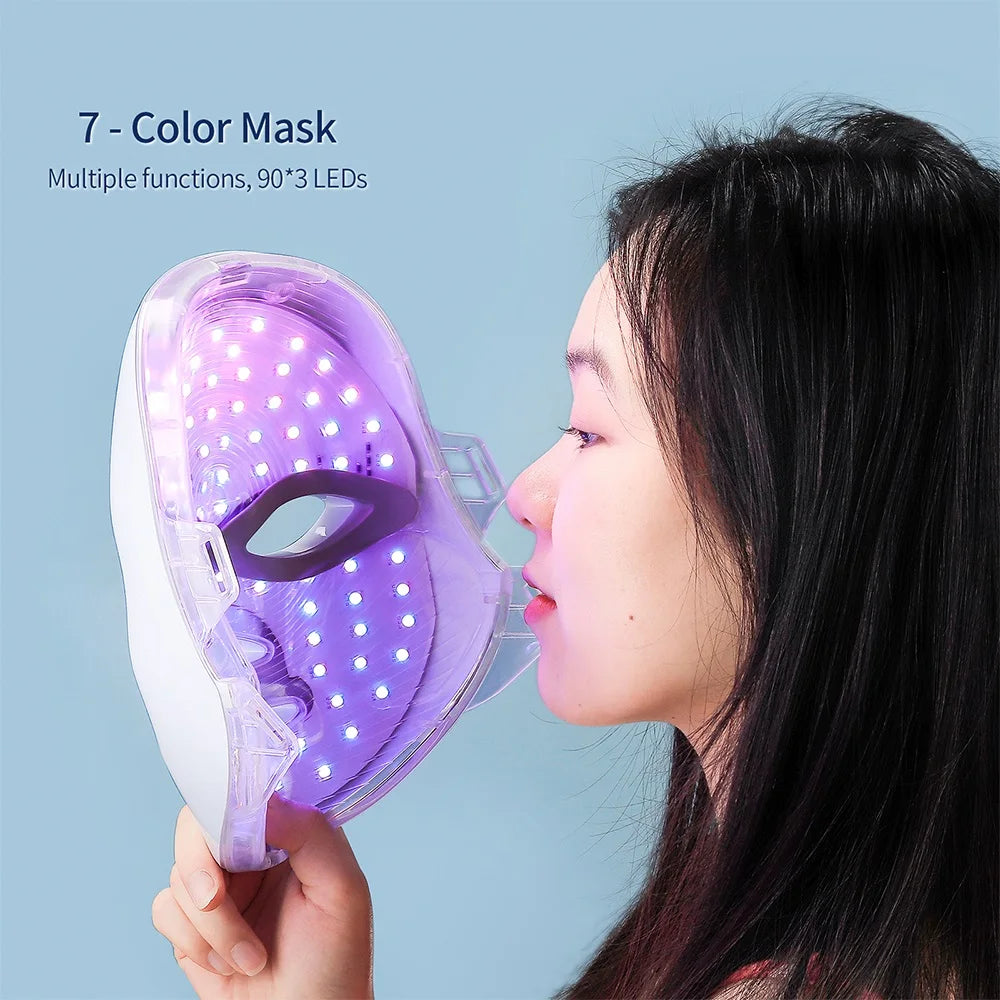 Face and Neck Beauty Machine LED Facial Mask Photon Neck Mask with 7 Colors Skin Care