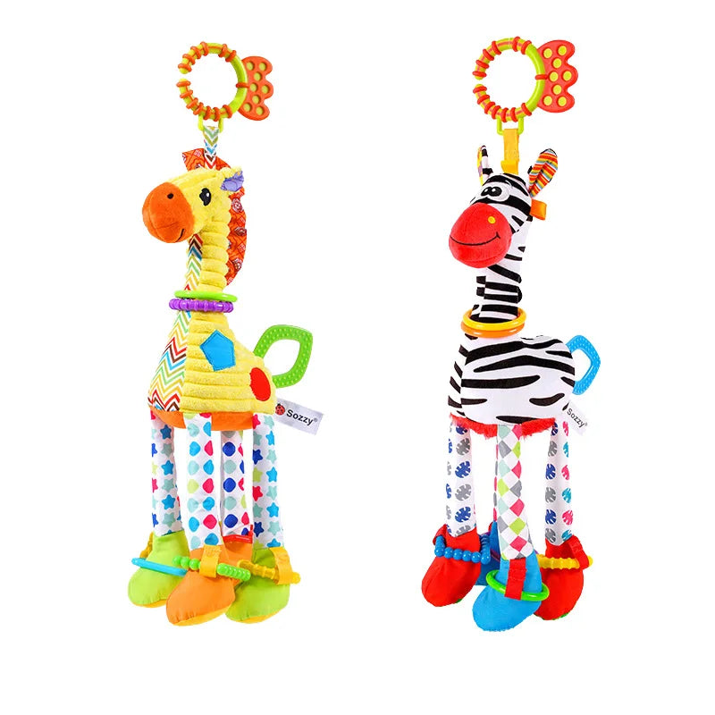 Animal Plush Rattle Toy with Handle – Soft Infant Toy