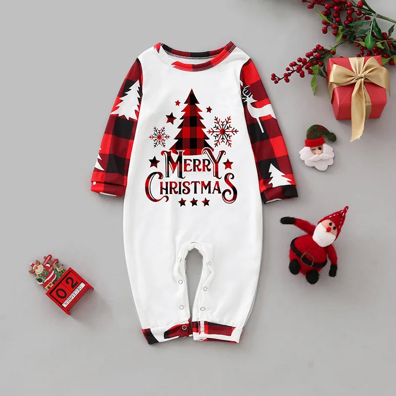 Christmas Family Matching Pajama Sets – Mom, Dad, Kids & Baby Rompers (2-Piece Outfits)