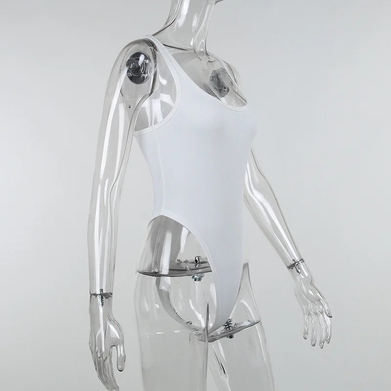 Sleeveless Knit Bodysuit – Sexy Off-Shoulder Halter Top for Women