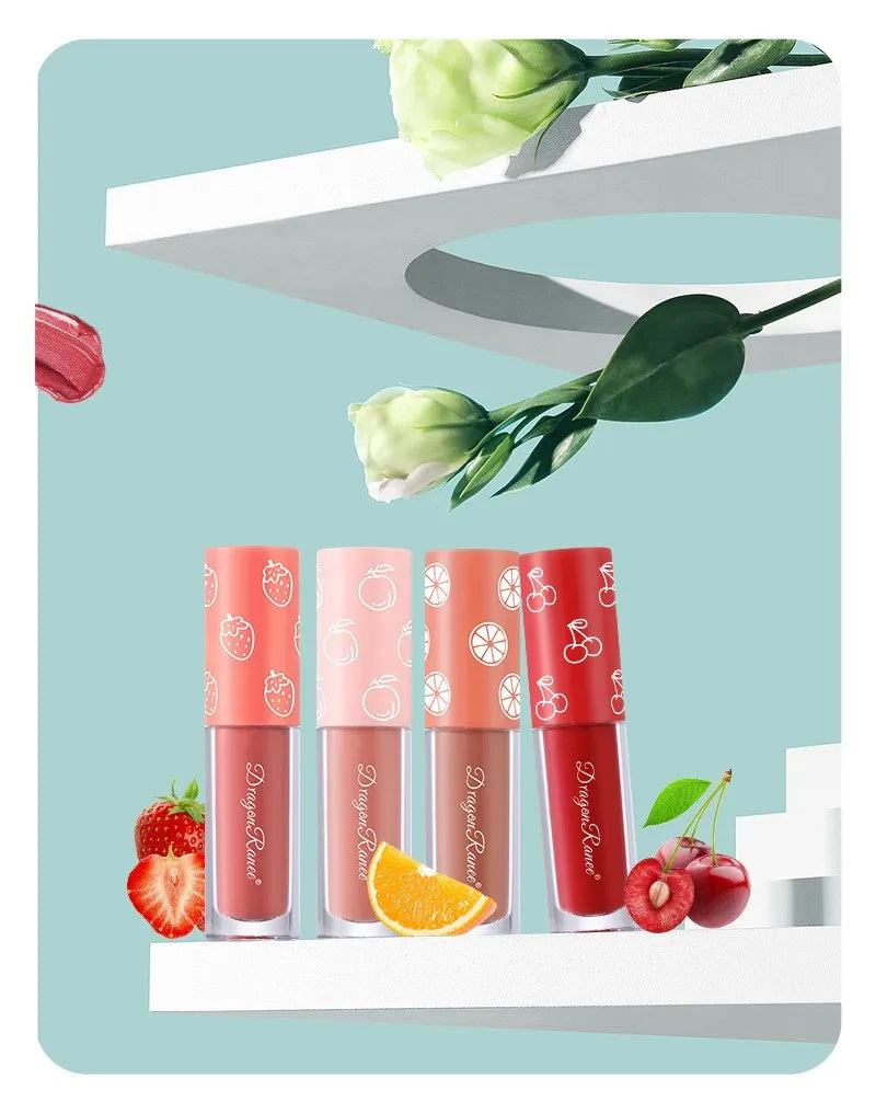 Fruity Kiss Velvet Lips – 4 Mini Matte Tints, Long-Lasting