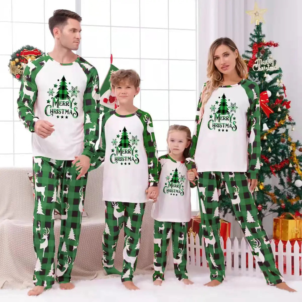 Christmas Family Matching Pajama Sets – Mom, Dad, Kids & Baby Rompers (2-Piece Outfits)