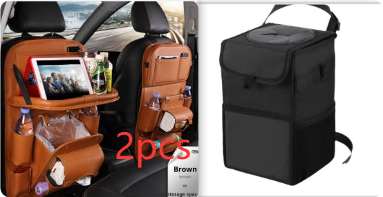 PU Leather Car Seat Organizer with Tray – Waterproof Storage