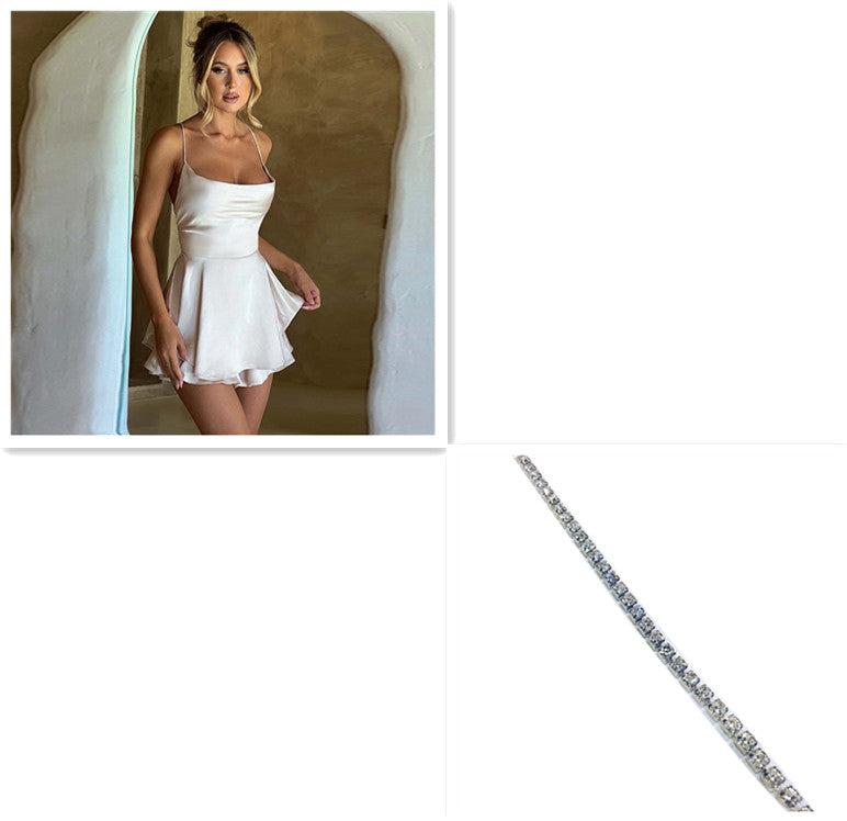 Satin Backless Mini Dress – Lace-Up Elegant Style