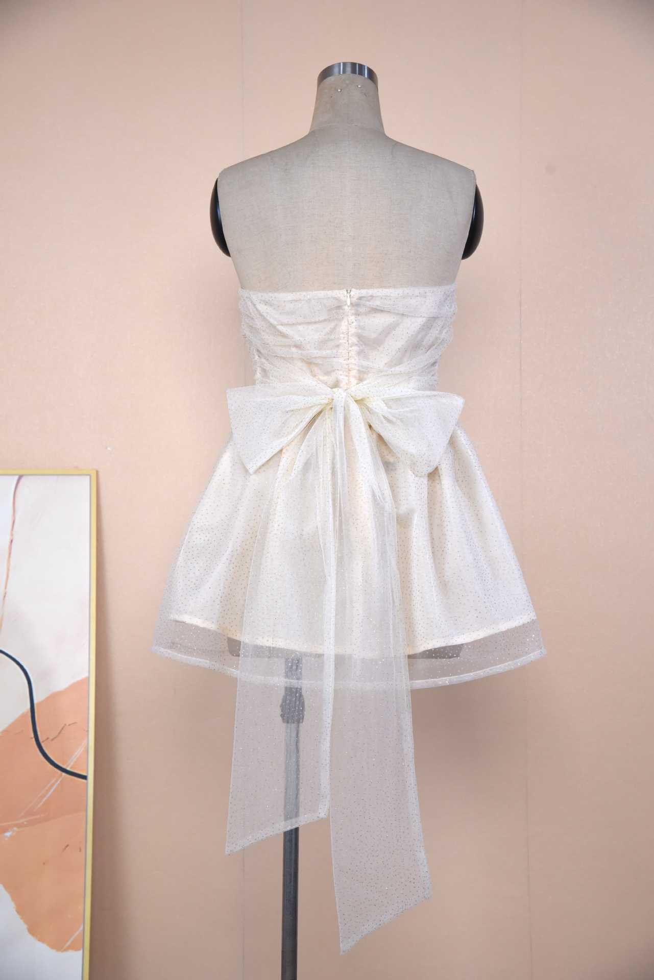 Strapless Lace Mini Dress – Back Bow Detail