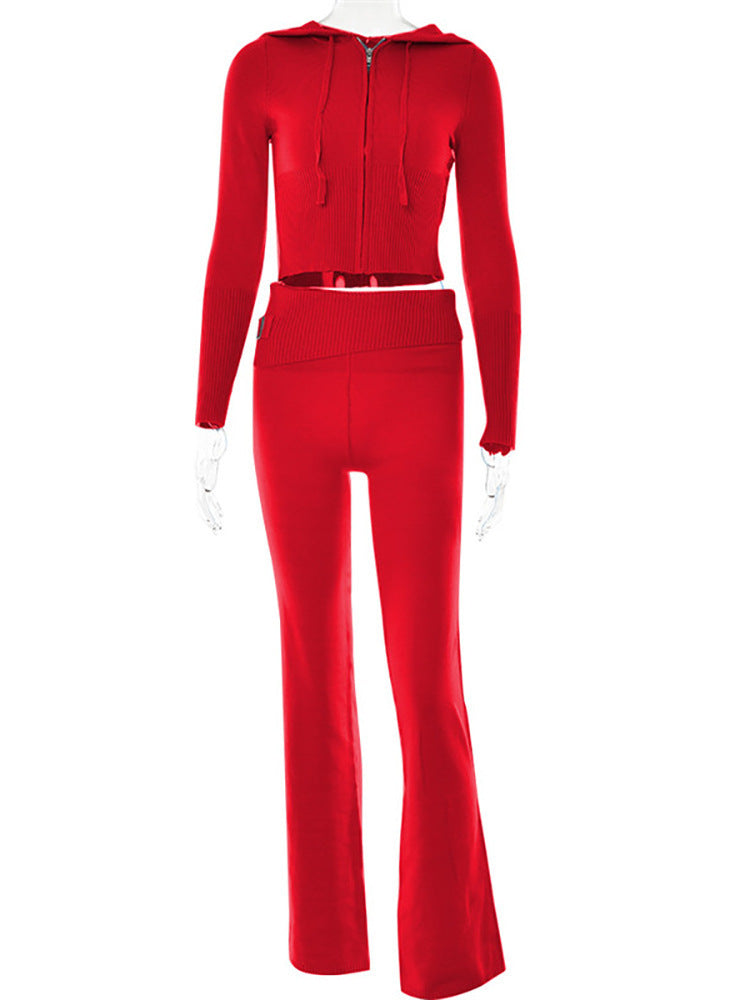 2-Piece Sweat Set – Zip Hoodie & High Waist Jogger Pants