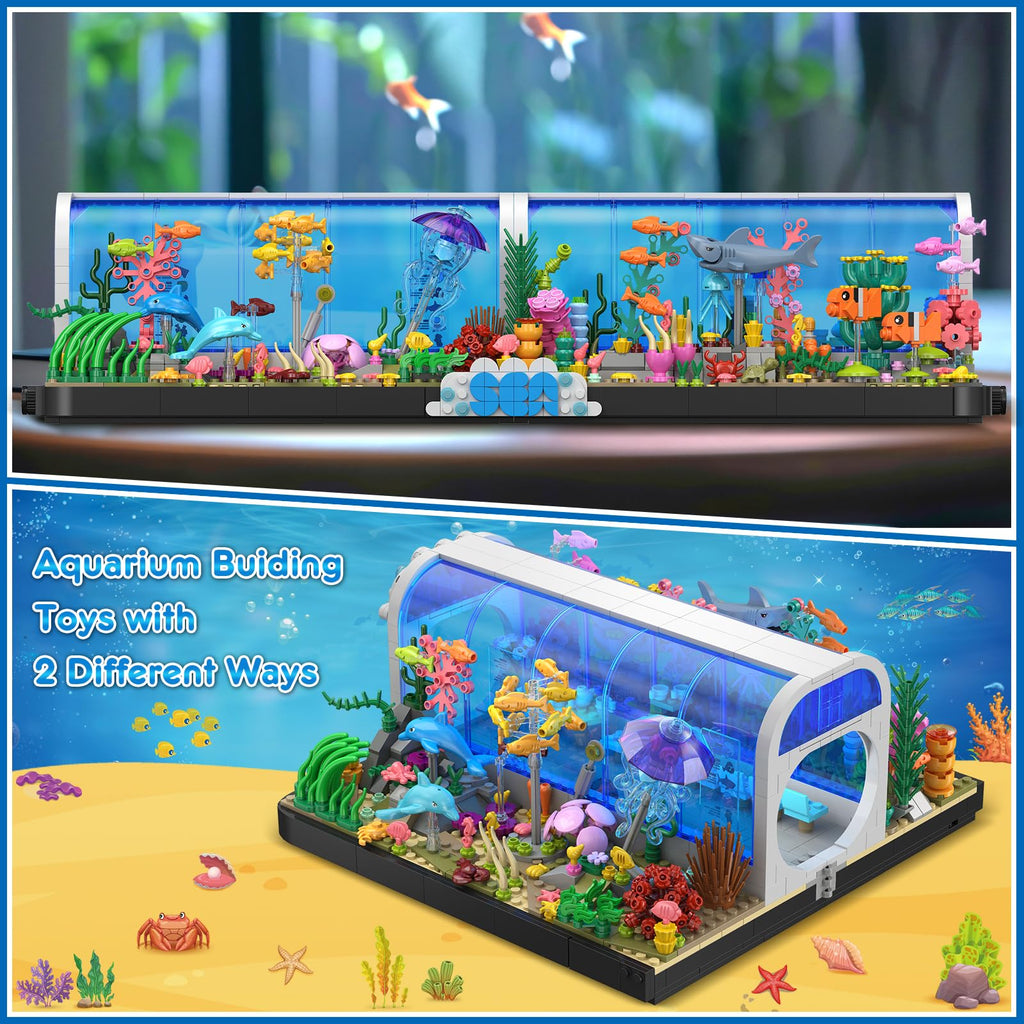 Aquarium Building Set – Rotating Ocean Scene Construction Toy