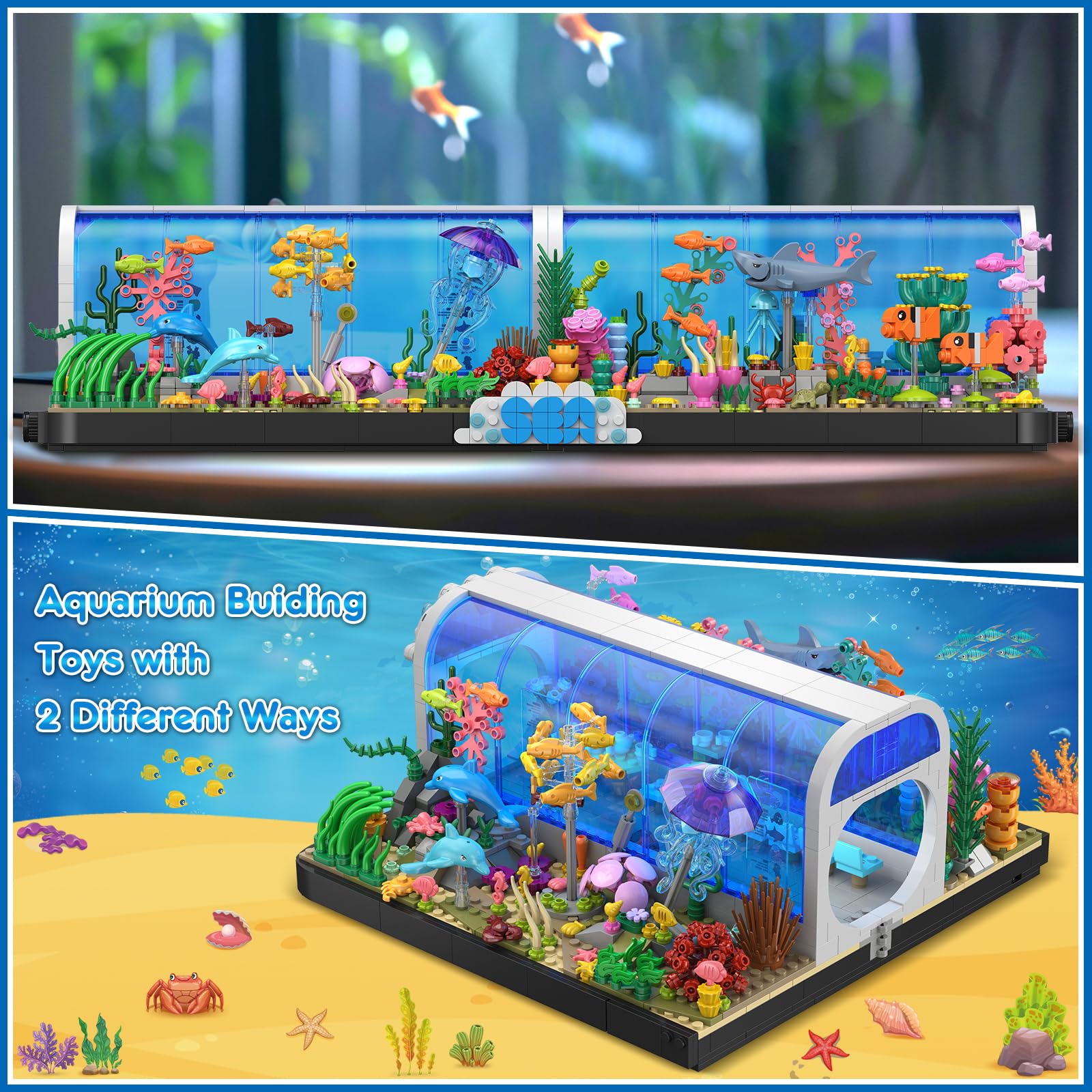 Aquarium Building Set – Rotating Ocean Scene Construction Toy