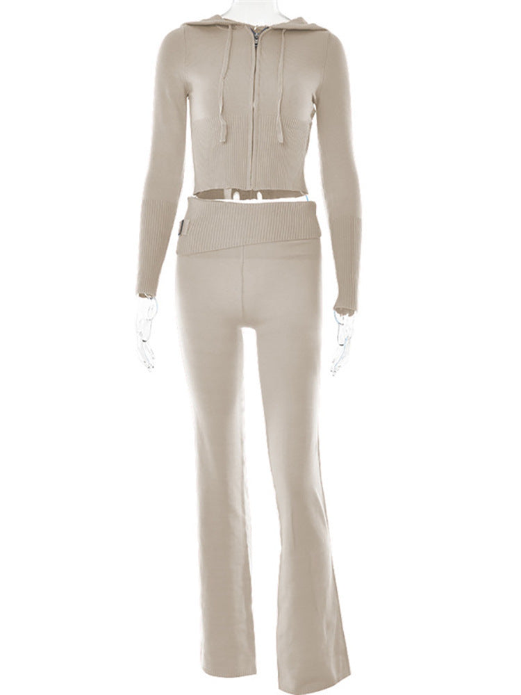 2-Piece Sweat Set – Zip Hoodie & High Waist Jogger Pants