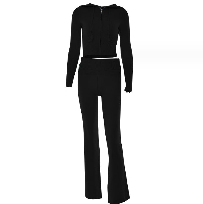 2-Piece Sweat Set – Zip Hoodie & High Waist Jogger Pants