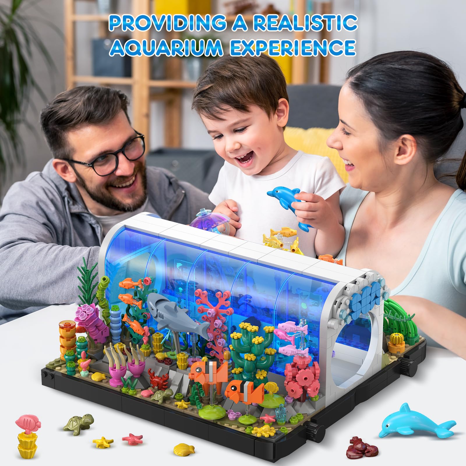 Aquarium Building Set – Rotating Ocean Scene Construction Toy