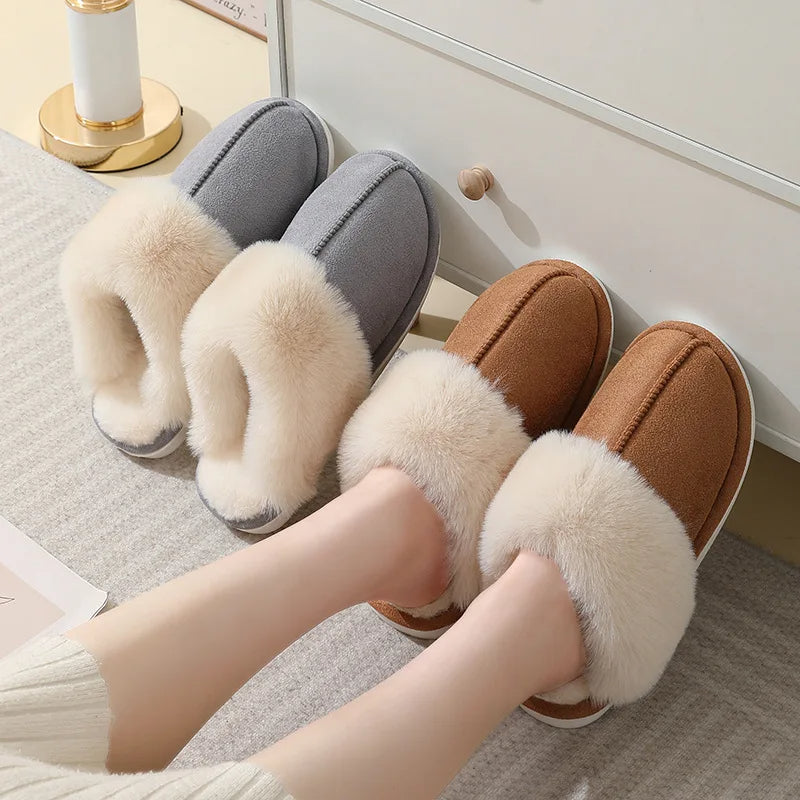 Women’s Plush Fur Slippers – Warm & Cozy Indoor Shoes