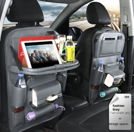 PU Leather Car Seat Organizer with Tray – Waterproof Storage