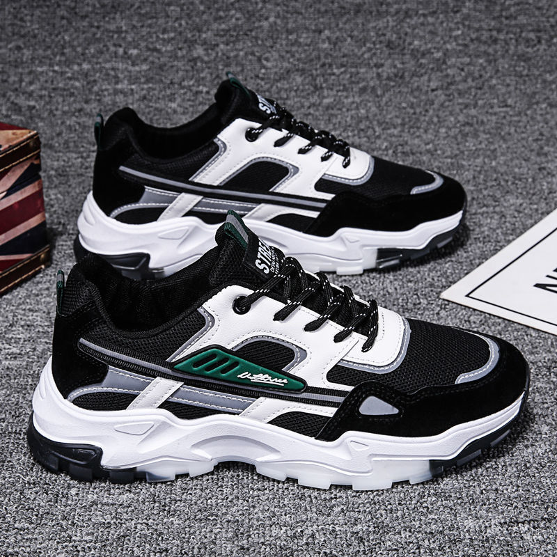 Men’s Black & White Mesh Sneakers – Lightweight Running Shoes