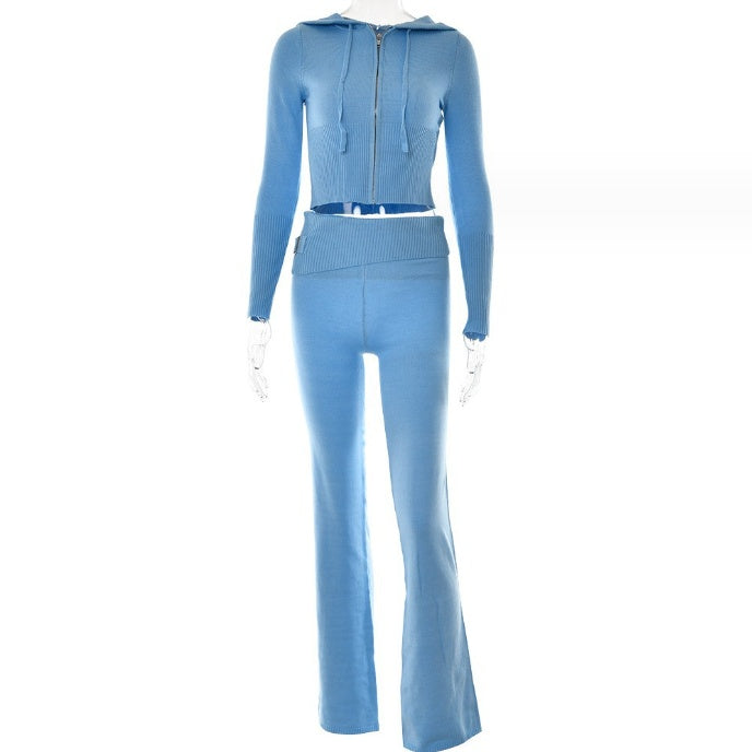 2-Piece Sweat Set – Zip Hoodie & High Waist Jogger Pants