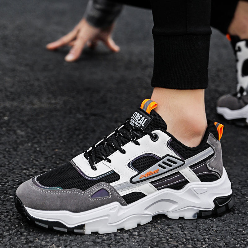 Men’s Black & White Mesh Sneakers – Lightweight Running Shoes