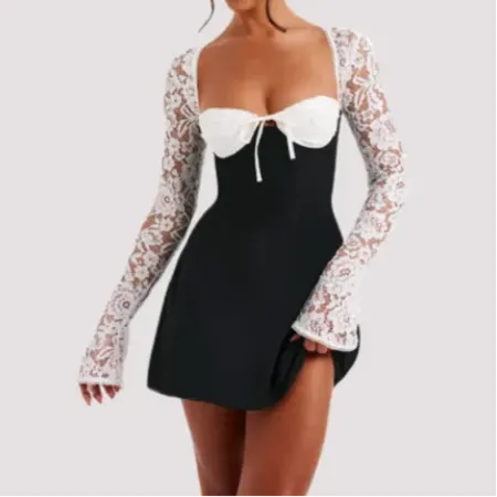 Y2K Lace Corset Mini Dress – Backless Lace-Up Style