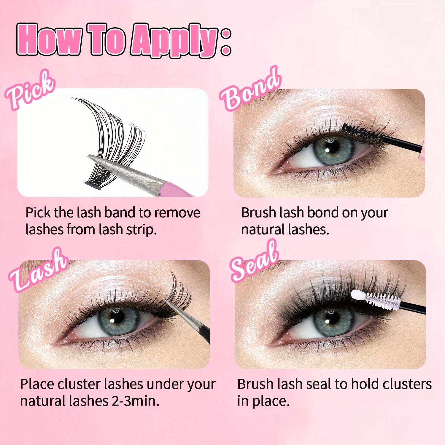 Cluster Lashes Kit – 150 Pieces, 12 Rows, Natural Volume Look