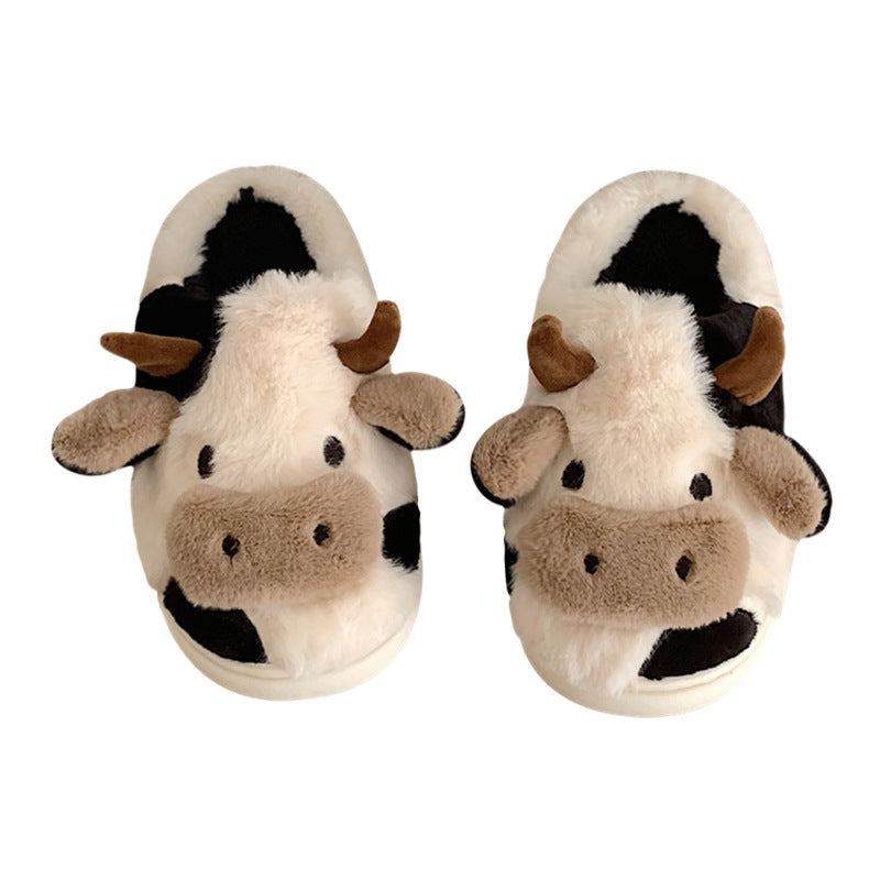 Cow Plush Slippers – Cute Kawaii Soft Indoor Shoes